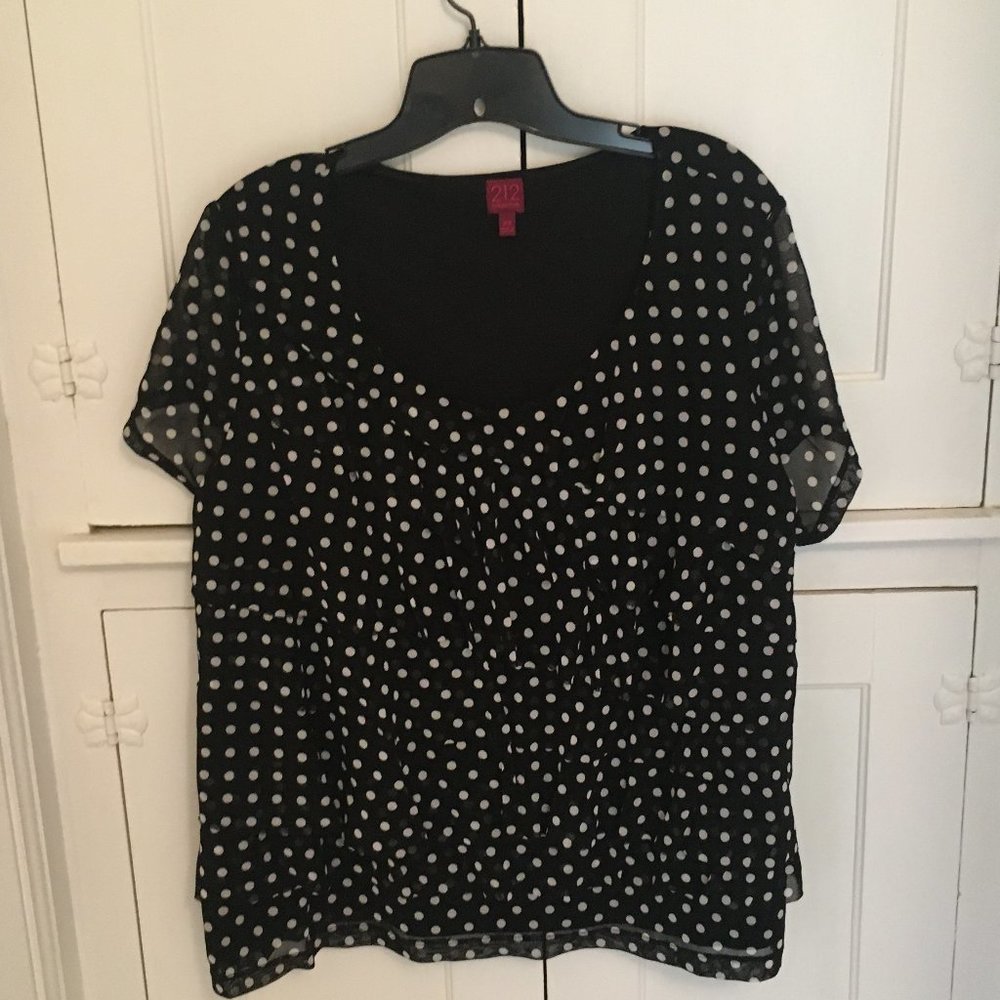 212 Collection Black & White Short-Sleeved Top-2X